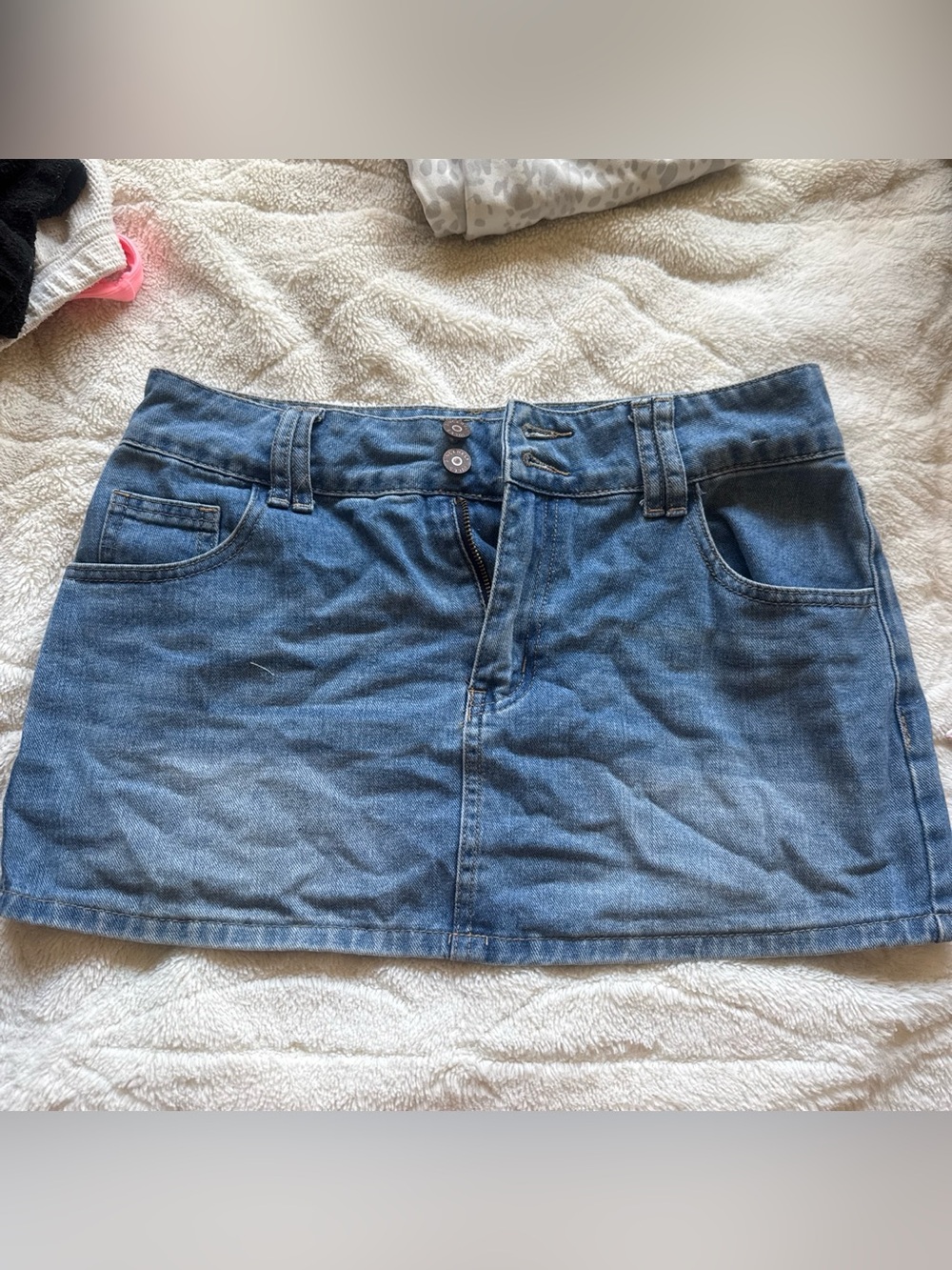 Denim Mini Skirt in Classic Blue